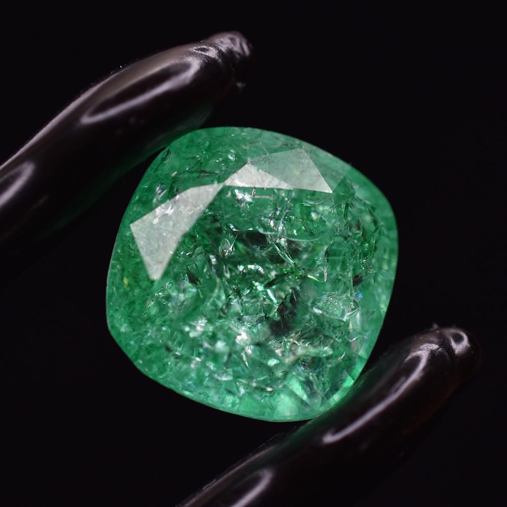 12.40 Ct Square Cushion Natural Green Emerald A++ Loose Gemstone