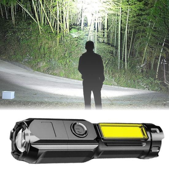 Outdoor LED Flashlight Zoomable Telescopic High Lumens USB Rechargeable Super Bright Outdoor Portable Camping Emergency Handheld Torch