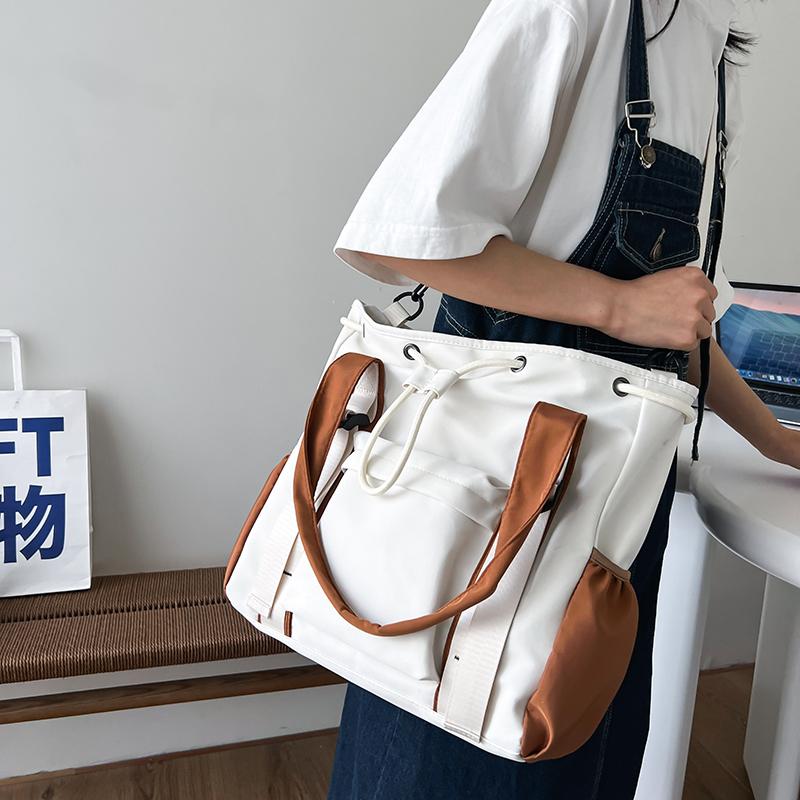 Студенческая сумка-тоут большой вместимости, контрастного цвета, ручная сумка, сумка через плечо для поездок на работу, сумка кроссбоди KTY