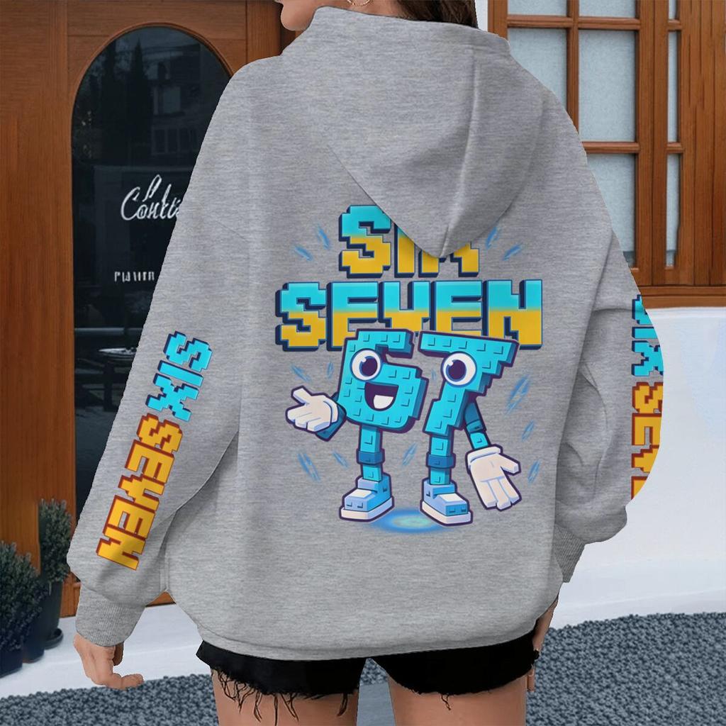Y2K Six Seven Meme Gaming Hoodies Men Women Long Sleeve Hoody Printed with Six Seven Casual Streetwear Unisex Clothing