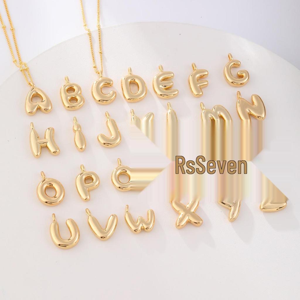 Позолоченное 18K Золотом Ожерелье-Шар с Английской Буквой - Универсальная Медная Цепочка на Ключицы