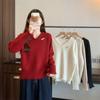 Fashion Sweet Tassel V-neck Red Pullover Sweater Women Autumn and Winter New Thick Warm Knitted Sweaters Women Elegant Solid Casual Jumpers Tops 25841