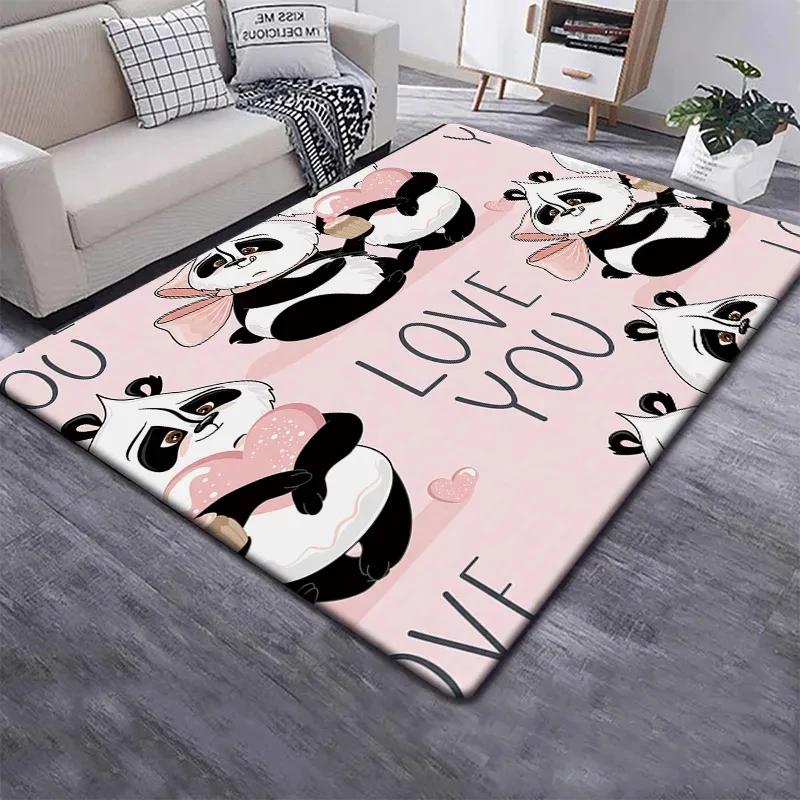 Cute Panda Carpet for Bedroom Bathroom Living Room Decor Baby's Crawling Mat Soft Cartoon Animal Area Rug Non-slip Play Mats