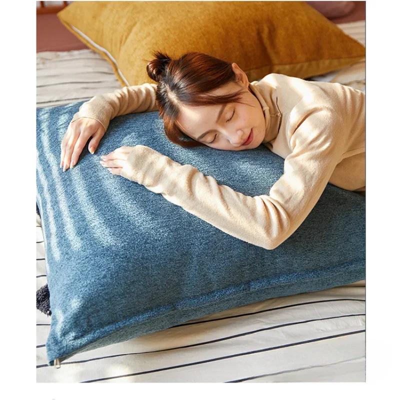 60x60/80X80CM Soft Chenille Large Square Pillow Cover Sofa Cushion Living Room Back Bedside Cushions Case Protector Solid Color