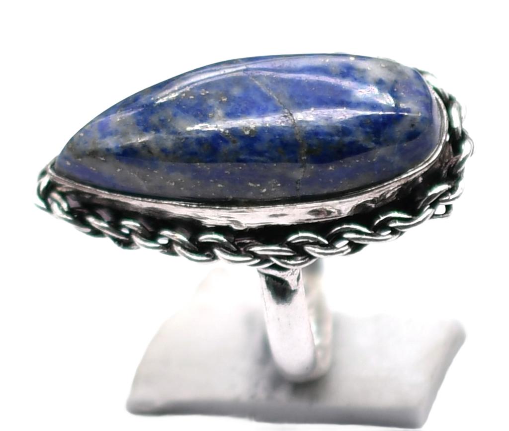Lapis Lazuli Natural Gemstone Antique Silver Plated Ring US Size-8 R 5315