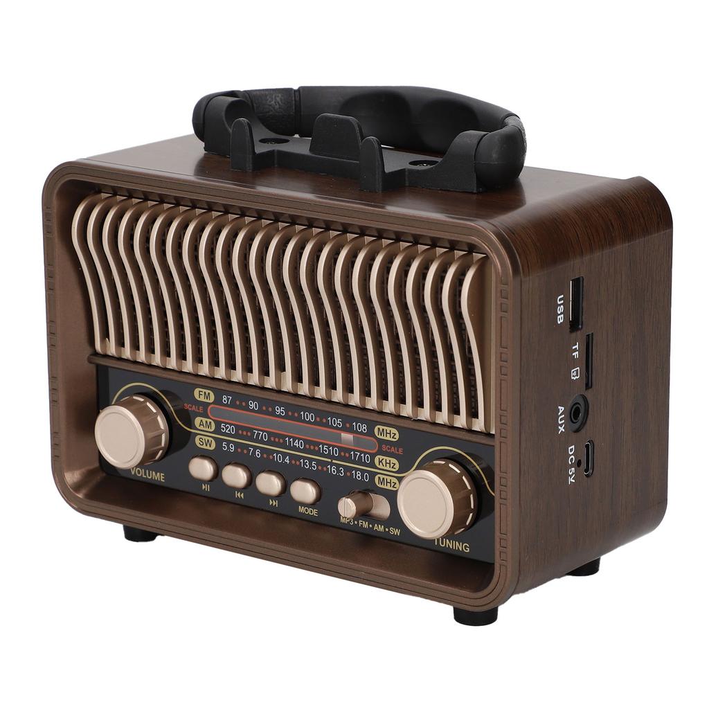 Retro Vintage Radio Portable AM FM SW Radio Bluetooth 5.4 1200mAh Battery with Antenna Type C AUX USB Port