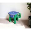 Hand-Crafted and Colorful Emboss Painted Wooden Elephant Shape Stool Cum Gardan Table,Decorative Showpiece (8 Inches Height, Green)