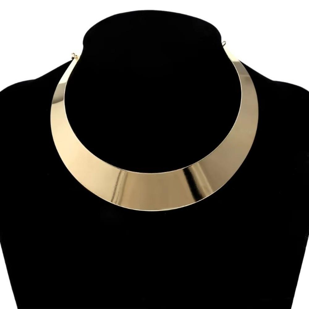 Exaggerated Choker Necklace Plated Golden Wide Collar NeckChain Jewelry Accessories