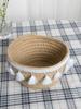Vintage Jute Woven Storage Basket Nordic Home Cotton Thread Tassel Sorting Box Weaved Organizing Bin for Living Room Decor