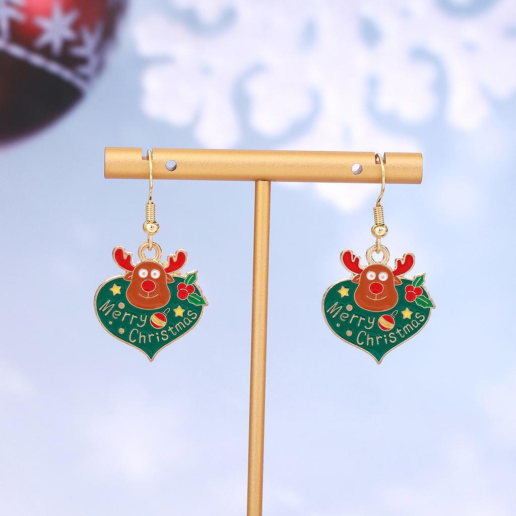 Cartoon Drip Santa Earrings, Personalized Christmas Column Elk Gingerbread Man Earrings