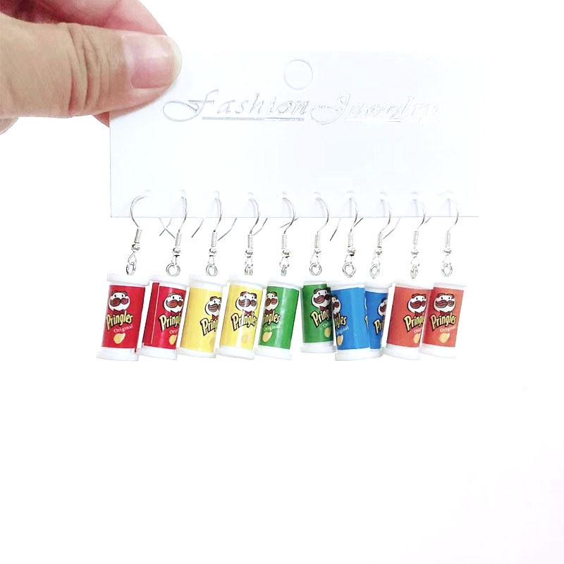 5 Pair Set Small Fresh Colored Resin Pendant Earrings Luminous Turtles Lollipop Ducks Rainbow Cat's Paws Dices Earrings Female