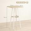 Square bar table for 2 people, high kitchen standing table with shelf, 55 x 55 x 95 cm, natural and white