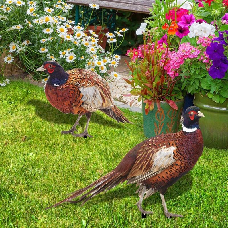 2 Pack Acrylic Stakes Garden Pheasants Stake Yard Art Outdoor Animal Decoration Lawn Patio Decorative Statue Sculpture
