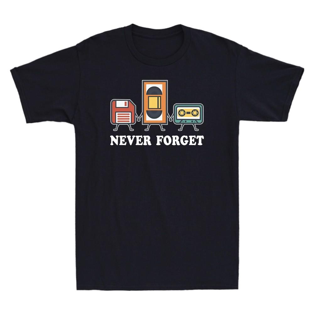 Never Forget Floppy Disk VHS Cassette Tape 80s Classic Novelty Unisexs TShirt