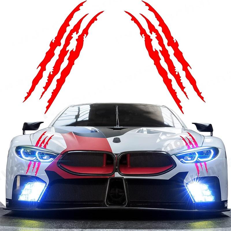 2pcs Monster Claw Markings Car Headlights Stickers,stripe Scratches,decals,vinyl Suitable for Sports,pickup Trucks,motorcycles