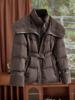 High-End Lamb's Wool & Duck Down Faux Two-Piece Large Lapel Women's Down Jacket