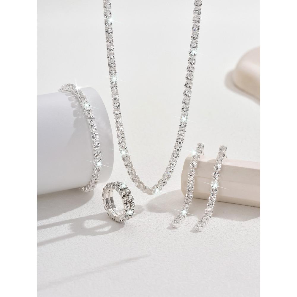 Нишевая индивидуальность Высококлассный стиль Универсальное колье-когтистая цепочка Серьги-пусеты Браслет Набор из трех/четырех предметов