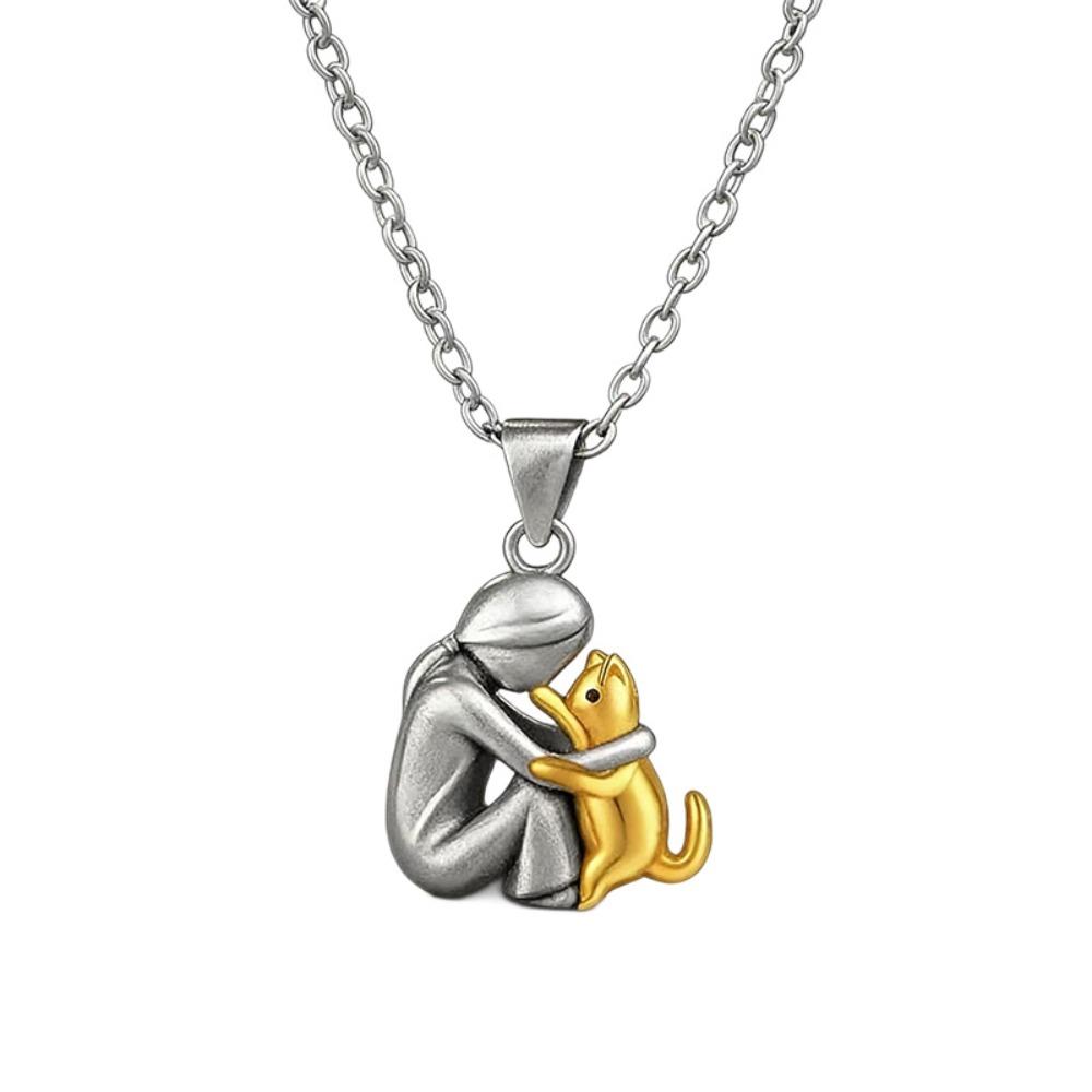 Mother's Day Gift Necklace Mother and Child Hug Pendant Stainless Steel Couple Memorial Jewelry Necklace