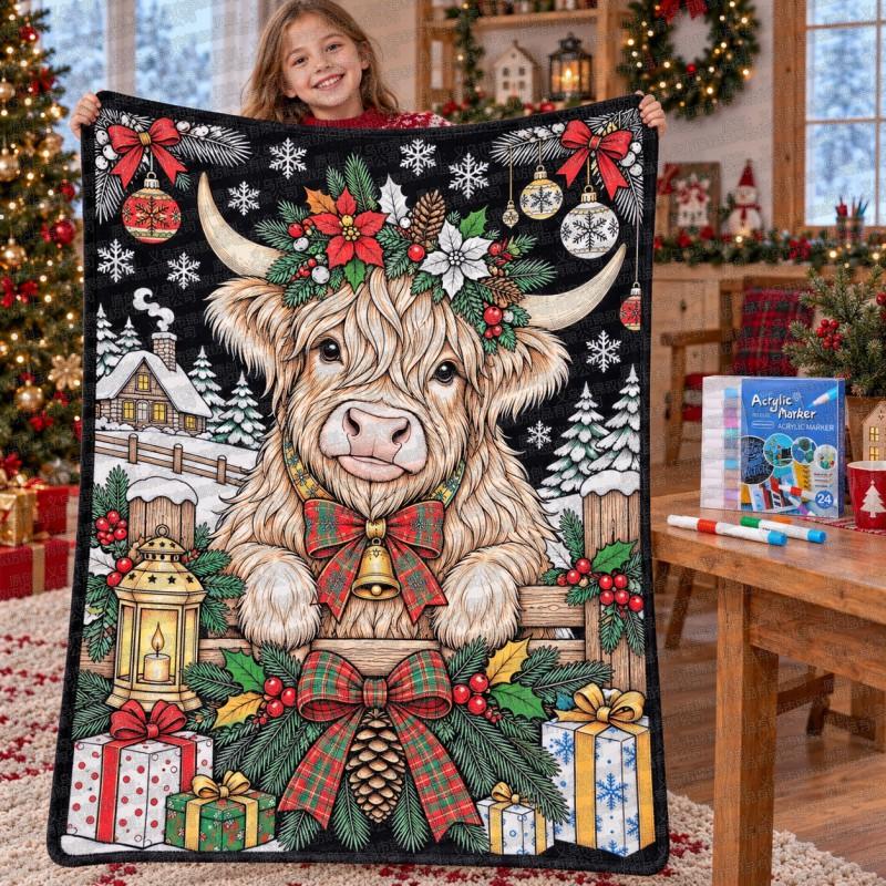 Santa Claus Coloring Flannel Blanket 2026 All Season Office Nap Soft