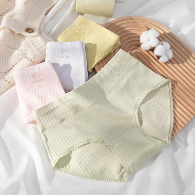 Женское нижнее белье из чистого хлопка 10А с антибактериальной ластовицей из графена, женское хлопковое нижнее белье из чистого хлопка с принтом, средней посадки