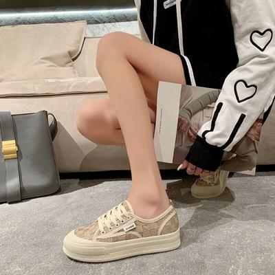 Женская обувь из парусины на шнуровке, женская обувь на высокой платформе, дизайнерская легкая со стильной вулканизированной пружиной для городских условий