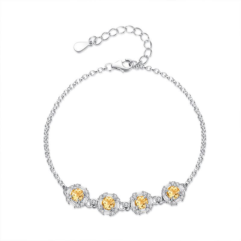 European and American style high-grade natural crystal S925 sterling silver bracelet light luxury olivine exquisite high-end bracelet