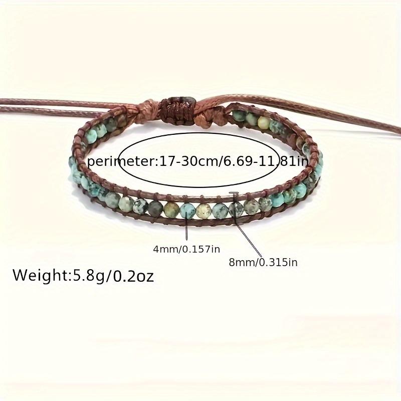 1pc Turquoise Beaded Leather Braided Bracelet Handmade Style Perfect Daily Layering Outdoor Looks Unique Boho Nature-Inspired