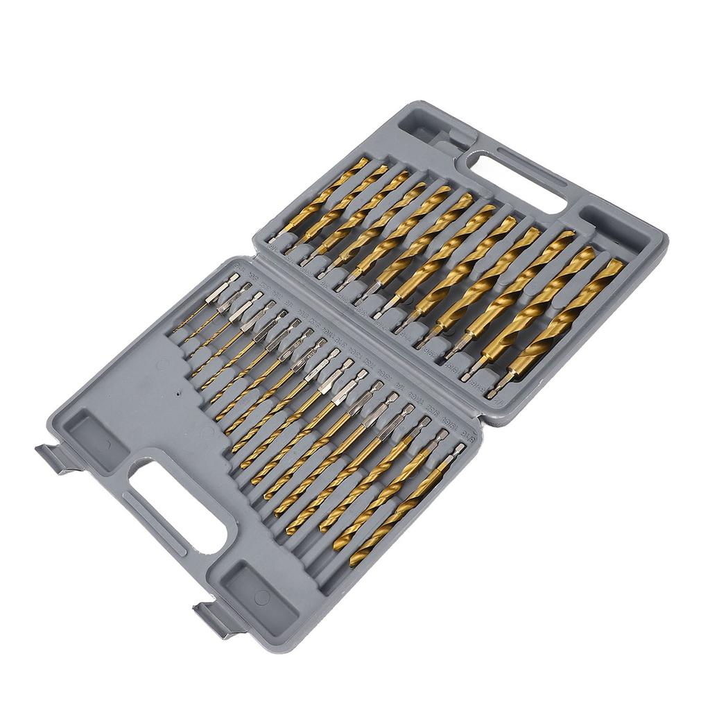 Набор спиральных сверл с титановым покрытием HSS 1/4 дюйма шестигранный хвостовик 5/64 до 1/2 ударные сверла с ограничительными кольцами для Wo