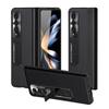 Leather Folding Case For Samsung Galaxy Z Fold 4 5g Hinge Protection Case With Magnetic Holder &Tempered Glass Slim Shockproof