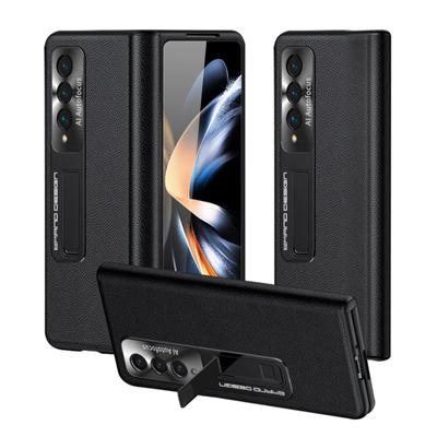 Кожаный складной чехол для Samsung Galaxy Z Fold 4 5g, защитный чехол с магнитным держателем и тонким противоударным закаленным стеклом