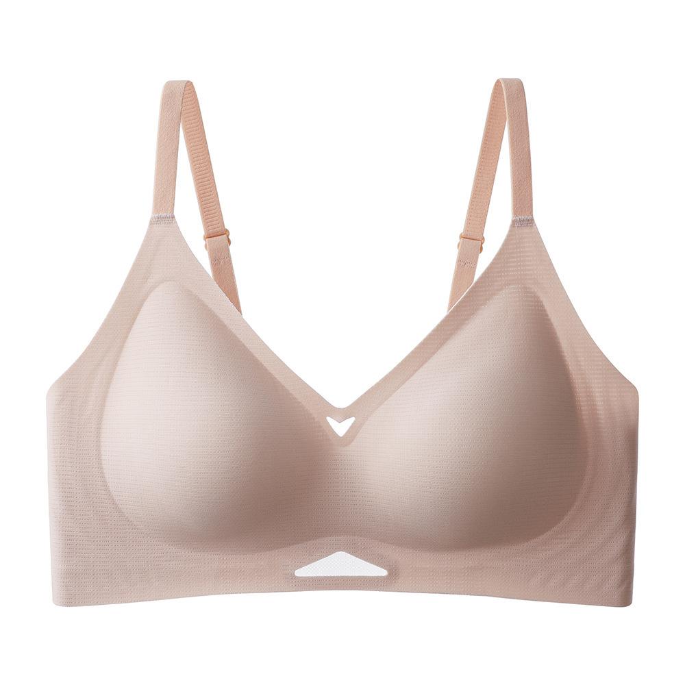 Light luxury seamless jelly strip bra fixed cup does not run cup gathers Shantou adjustment underwear sticker bra
