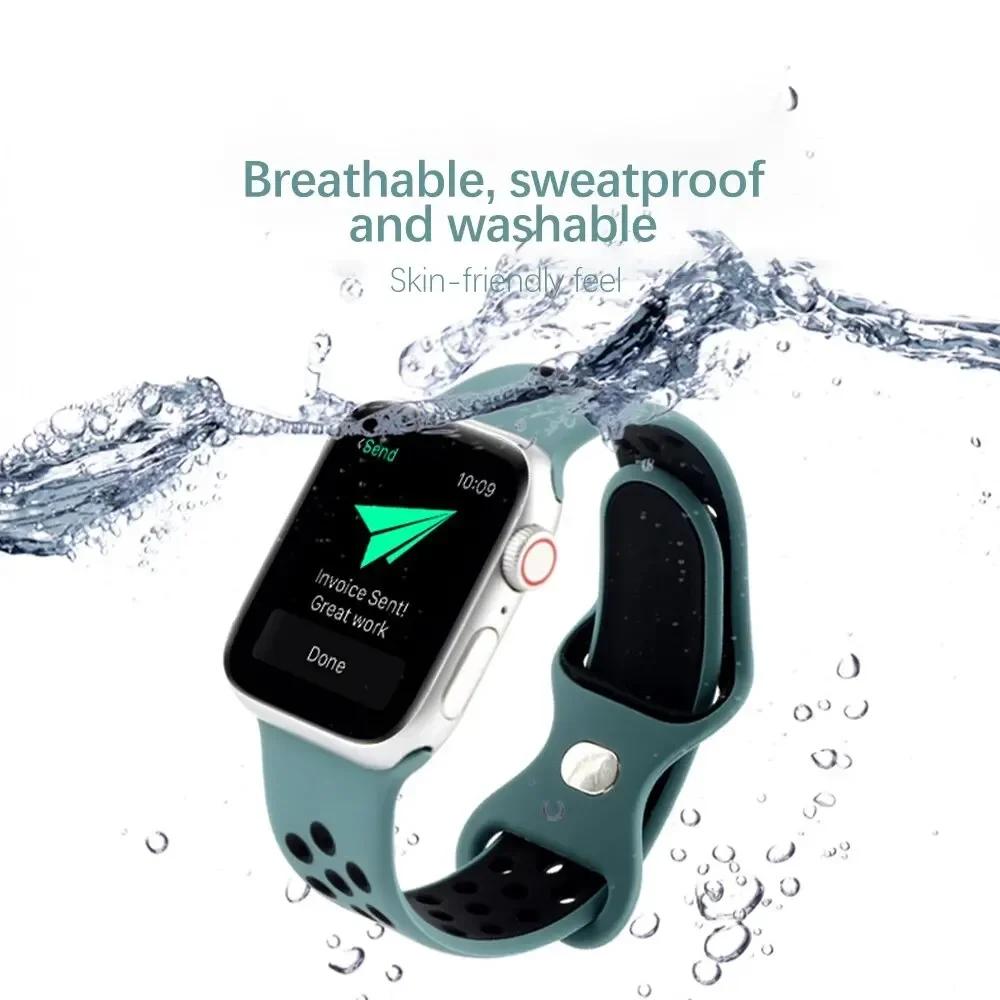 Силиконовый ремешок для Apple Watch Band Ultra2 49 мм Серии 9 8 7 41 мм 45 мм 38 мм 42 мм Спортивный браслет iWatch 7 6 SE 5 4 3 44 мм 40 мм