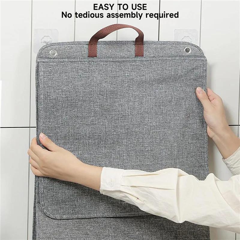1 Pcs Foldable Adhesive Laundry Basket Hamper Multifunctional Punch Free Wall Hanging Washing Clothes Mesh Hook Organizer