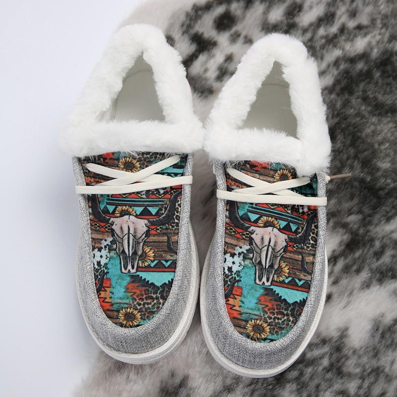 Plus - Size Women's Loafers - New Winter 2025 Style, Cross - Border for Amazon, Flat - Soled and Casual Women's Cotton Shoes for Foreign Trade