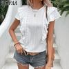 Женские модные повседневные летние весенние однотонные блузки и рубашки с короткими рукавами и круглым вырезом с принтом