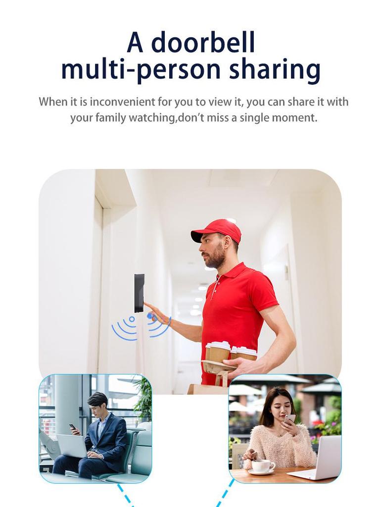 M9 Waterproof Smart Video Doorbell with Tuya WiFi Remote and HD Monitoring