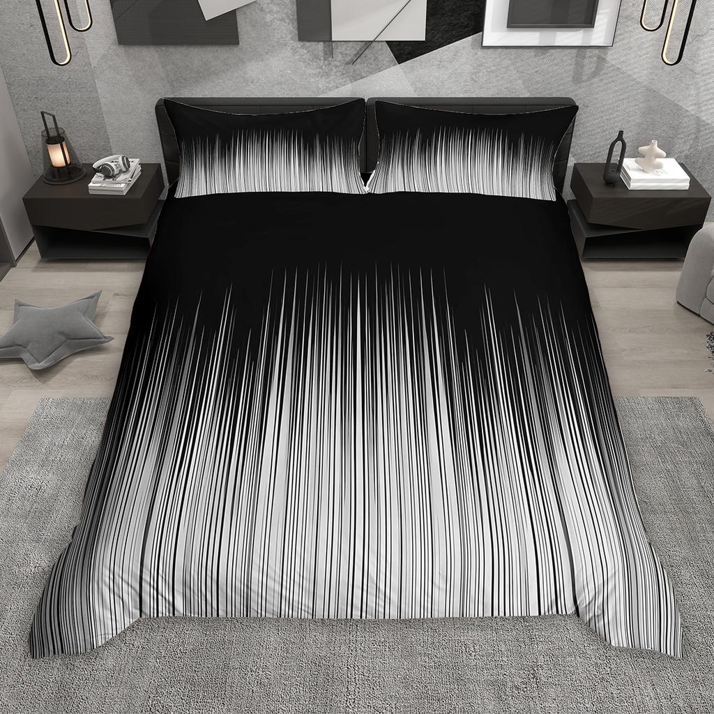 Comforter Homewish Gradient Lines 2Pcs/3Pcs Neon Red Gray Cyan Bedding Set Black Green Blue Pink Comforter Set