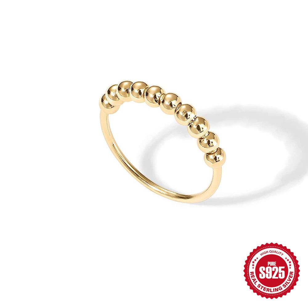 S925 стерлингового серебра вращающиеся подвижные бусины декомпрессионное тревожное кольцо с цепочкой декомпрессионное кольцо Xiaohongshu горячая распродажа