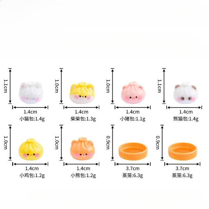 8Pcs Mini Cartoon Steambox Animal Miniatures Resin Breakfast Ornaments Fairy Garden Decoration Micro Landscape*-*&