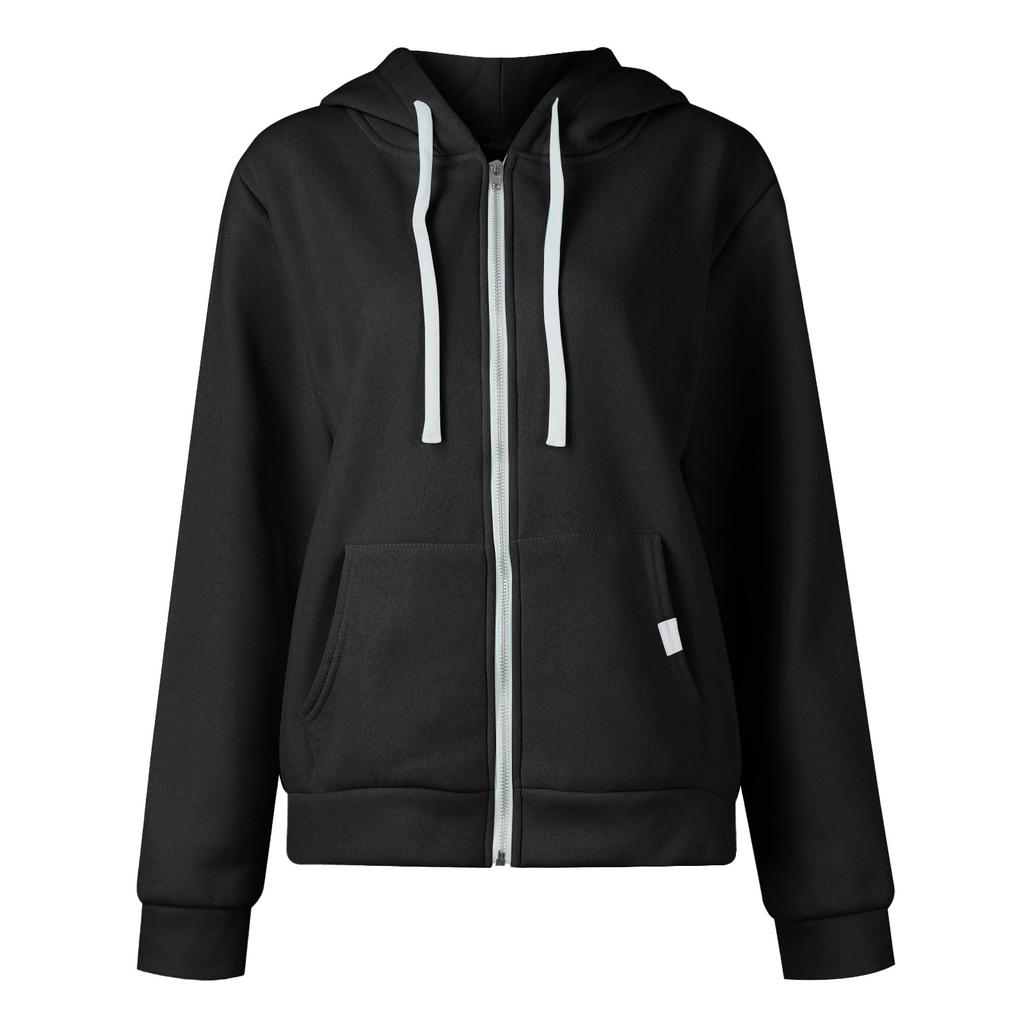 Женская мода спортивный кардиган толстовка на молнии куртка с капюшоном и шнурком