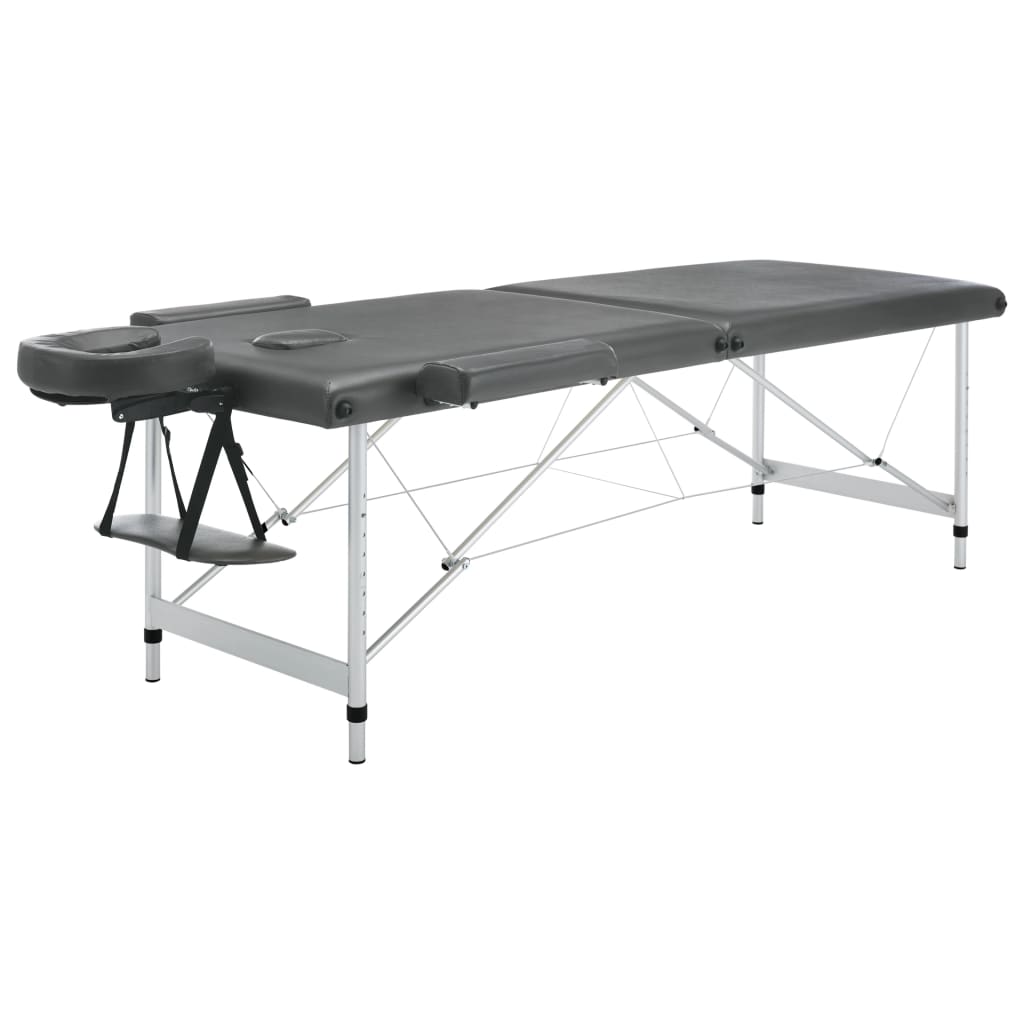 Massage Table 2 Zone Aluminum Frame Anthracite 186 x 68 cm