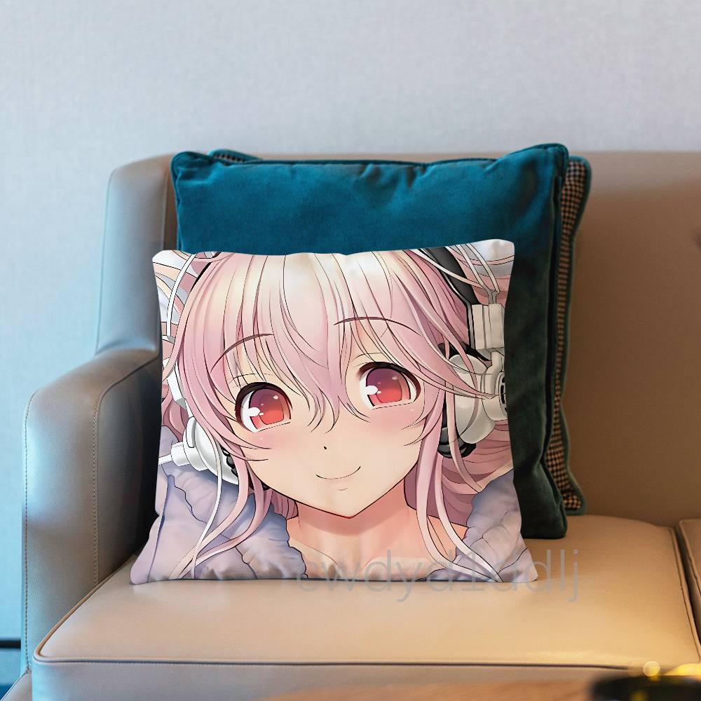 SSuper Sonico Аниме Наволочка Короткий Плюш Декоративная Подушка для Дивана Подарок для Дома Двусторонняя Печать Подушка