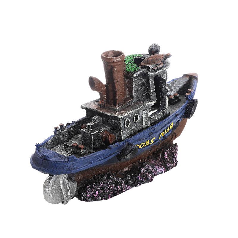 Декорация для аквариума в виде смоляного пиратского кораблекрушения с реалистичной детализацией