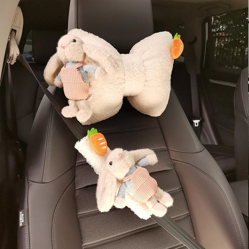 Cute Animal Rabbit Car Seat Belt Pads Universal Car Seat Shoulder Strap Pad Cushion Cover Car Belt Protector Safety Belt Cover