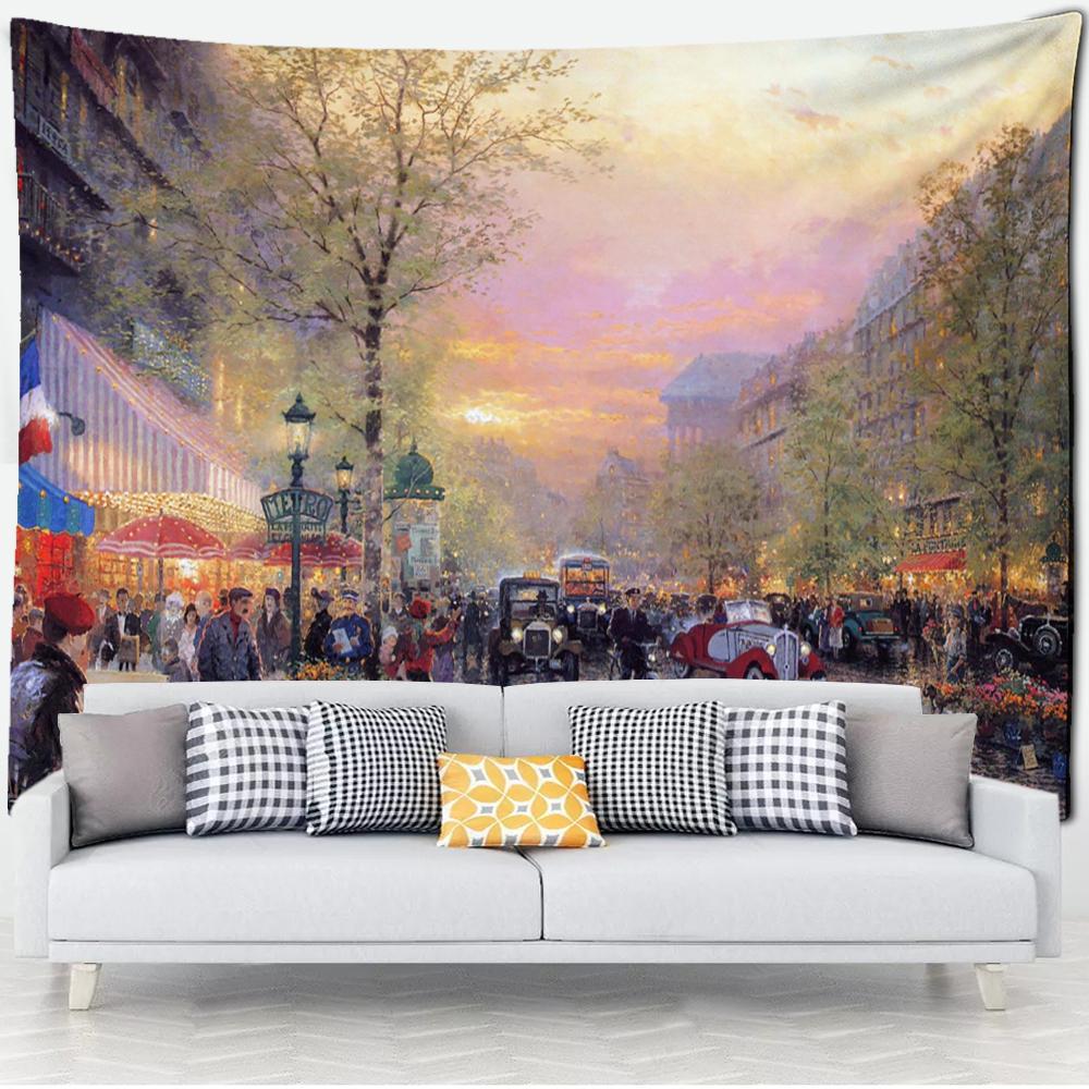 Лесная хижина гобелен настенная картина маслом фон ткань печать психоделическое колдовство богемный декор