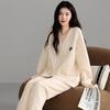 Pajamas Ladies Autumn And Winter Pure Cotton Thickened Warm Long Sleeve Air Cotton Interlayer Wear Loungewear Set