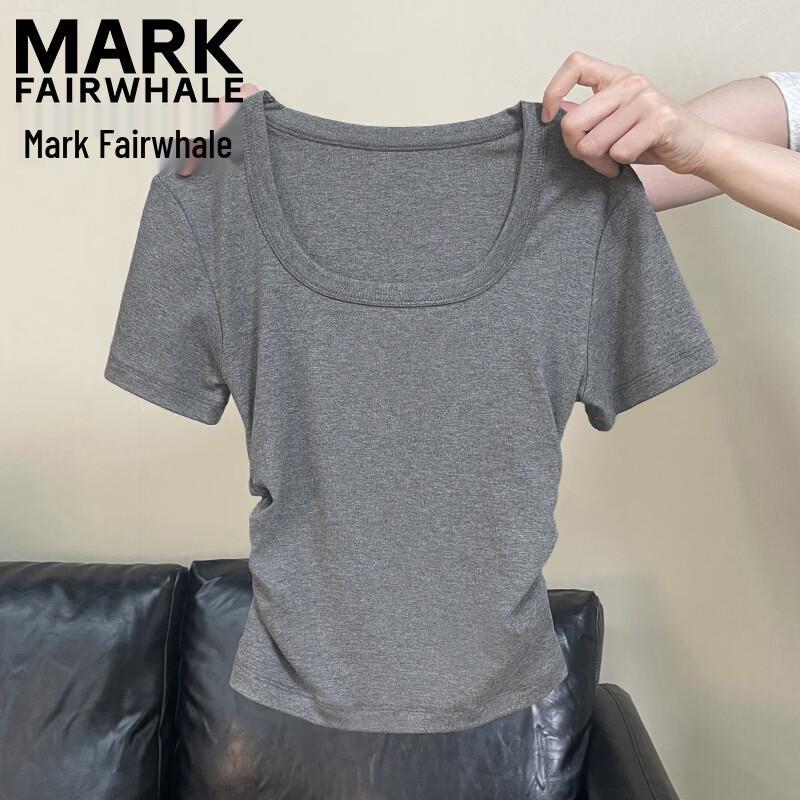 Mark Fairwhale Женская приталенная короткорукавная футболка с квадратным вырезом и сборками