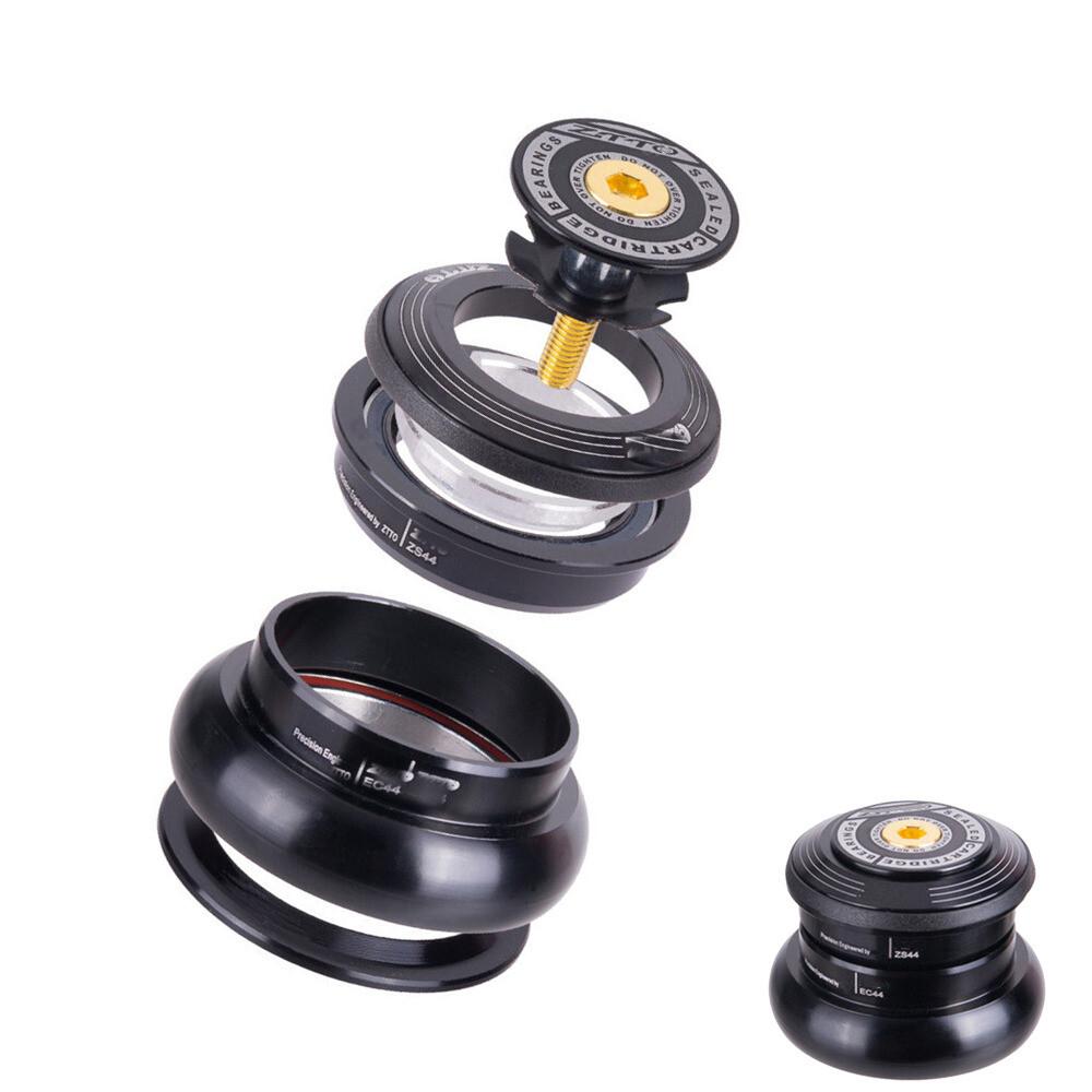 44mm Road Bike Sealed Bearings Headset For 1-1/8 to 1.5" Tapered Tube Fork Black
