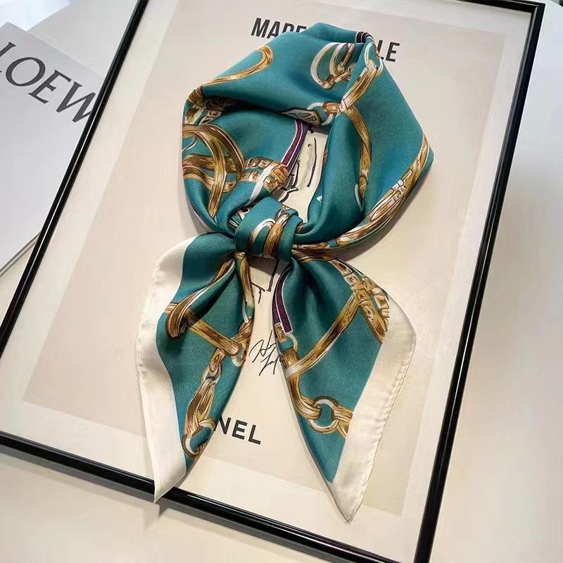 New Silk Scarf Women's Korean-Style High-Grade 70cm Square Scarf Spring and Summer Fashionable Stylish Decorative Scarf Thin Small Square Towel
