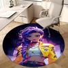 1pc Anime Design Round Carpet - Office Chair Mat with Purple Hair Girl Print, Suitable for Home Decor, Gaming Room